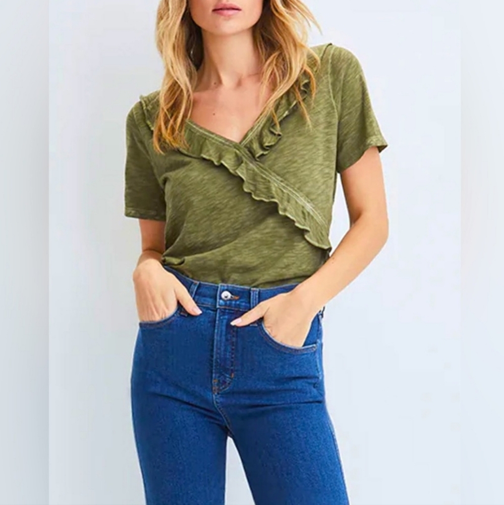 Veronica Beard Dubois Ruffle Tee, XS